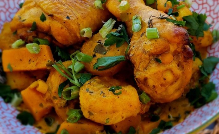 CURRY TERRE ET MER AU POULET CREVETTES