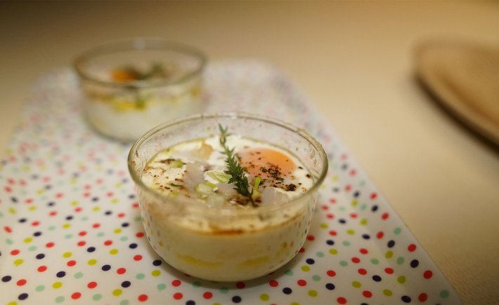 Œuf cocotte au Marlin fumé