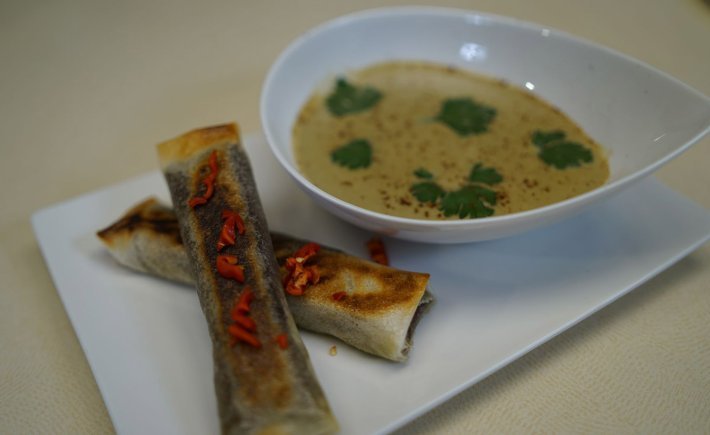 VELOUTE DE POIS D’ANGOLE & SON CROUSTILLANT DE BOUDIN