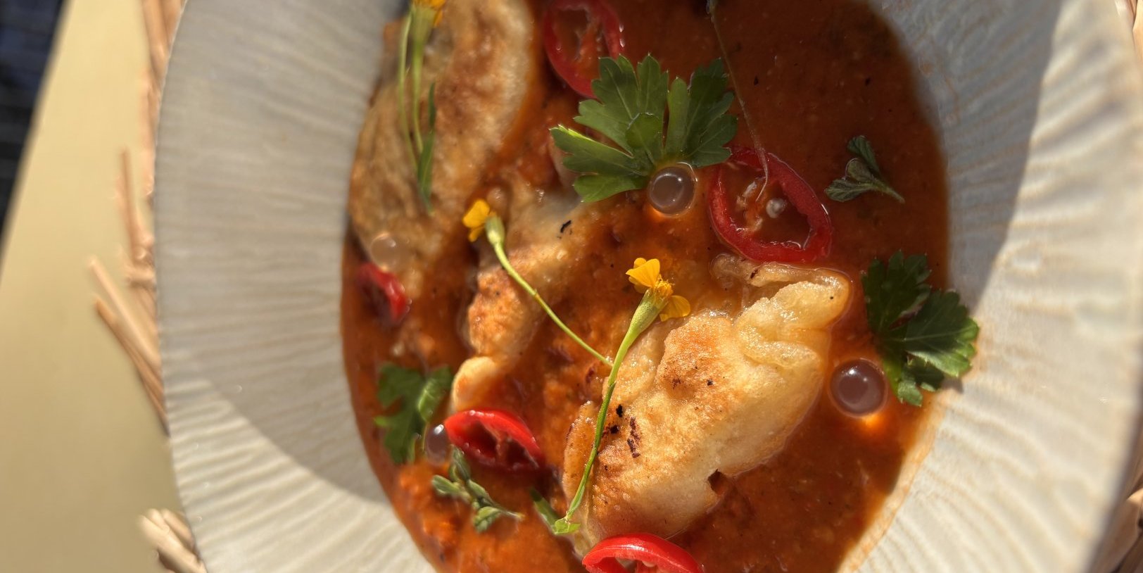 GYOZA PÉYI AU COURT-BOUILLON DE POISSON